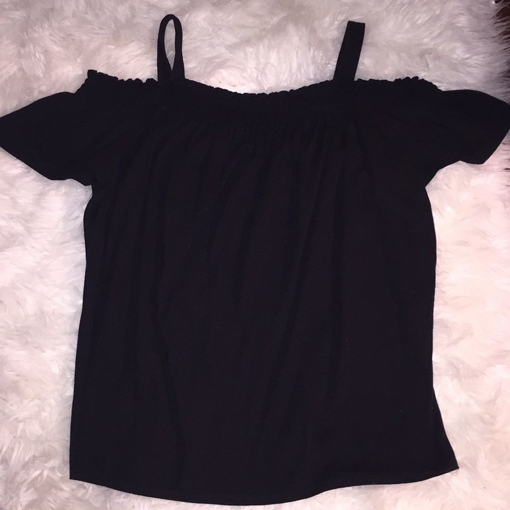 Black Open Shoulder Top
